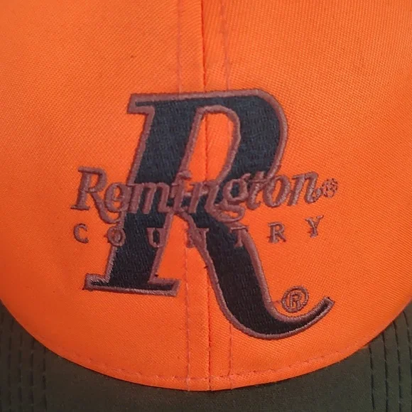 Vtg Remington Country Hat Adjustable Strapback Blaze Orange Hunter